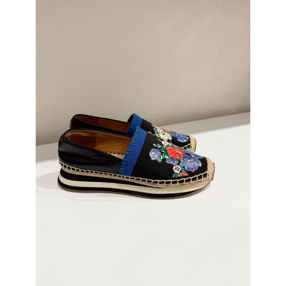 Tory Burch Daisy Slip On Espadrille Leather and Coated Canvas Navy Tea Rose 8.5 - Picture 4 of 7